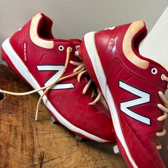 New Balance Red White Metal Baseball Cleats L4040TR5 Rev-Lite Men's 12 - Picture 1 of 12